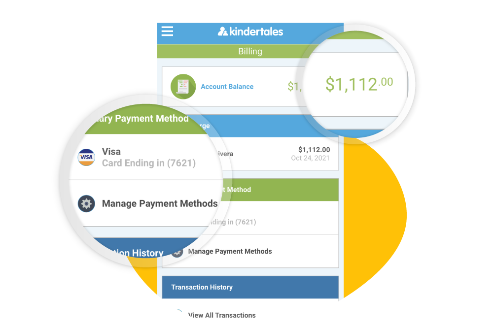 Screenshot of the Kindertales mobile Payments screen