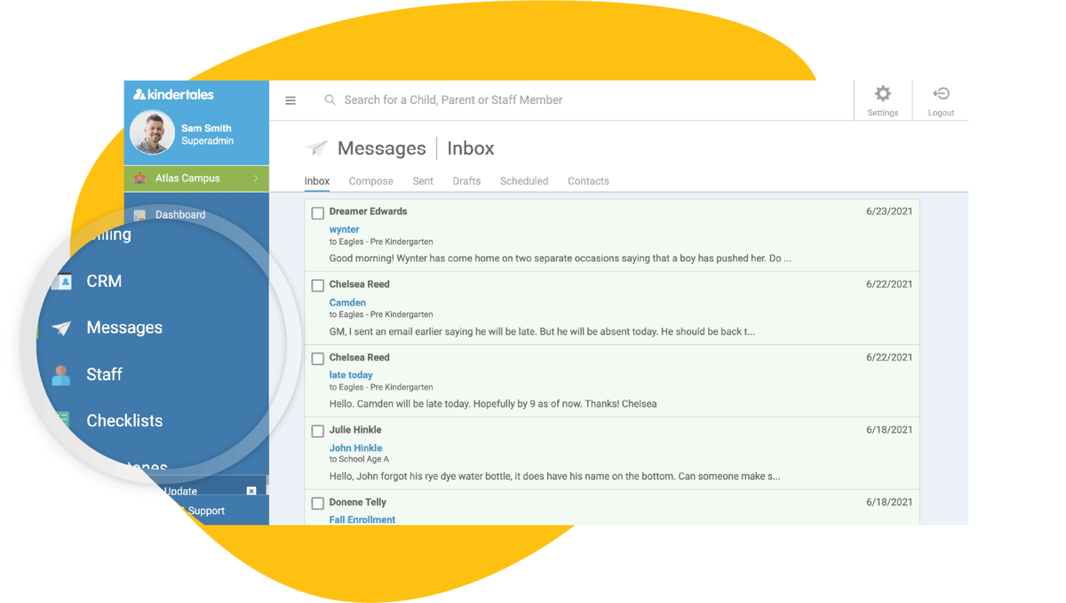 Screenshot of the Kindertales Messages screen
